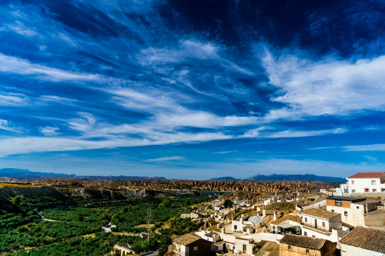 a large area of blue sky filled with clouds