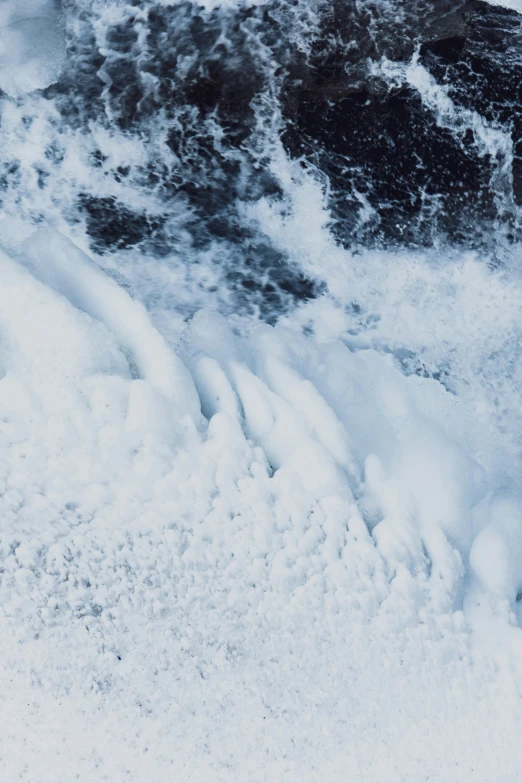 snow on water covered ground with white foam