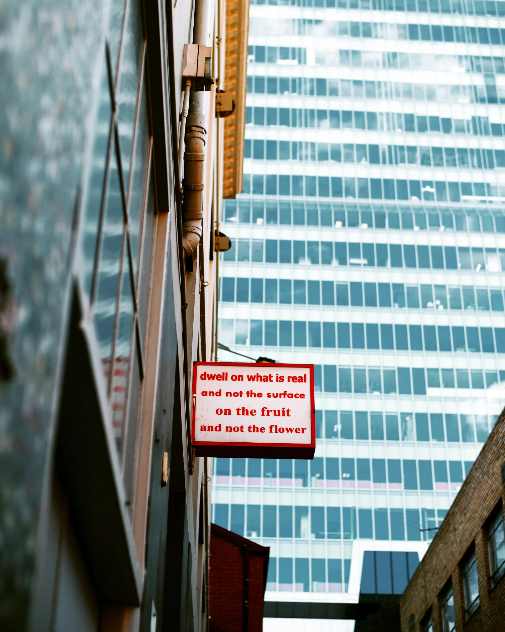 a sign posted on the side of a building telling people to avoid crossing