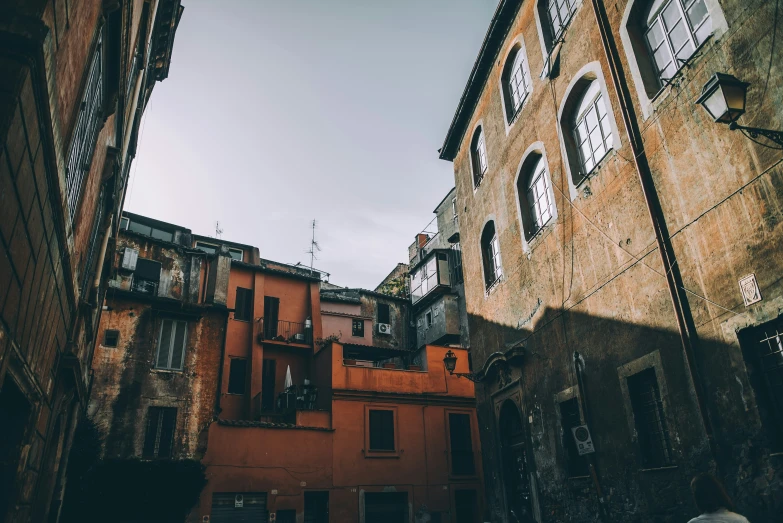 the view from inside a window of a building