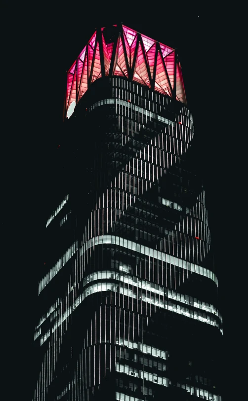 the lights on this building have been transformed red