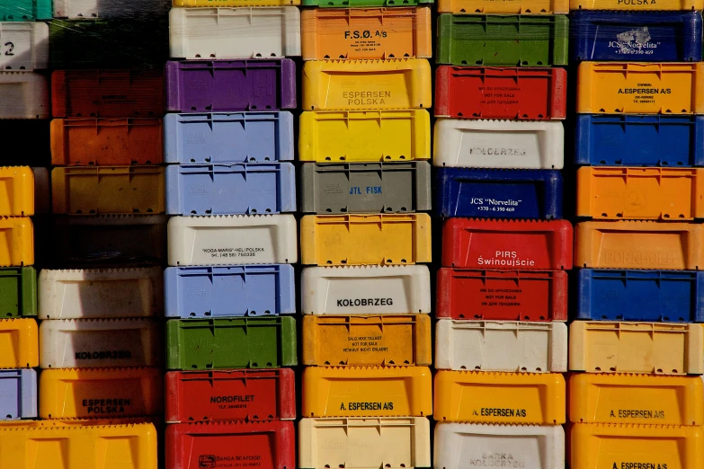 the top side of a multicolored storage box