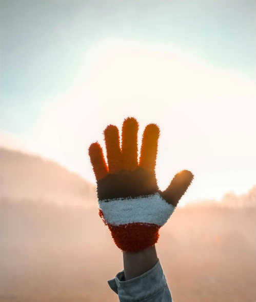 a hand that has a glove on top of it