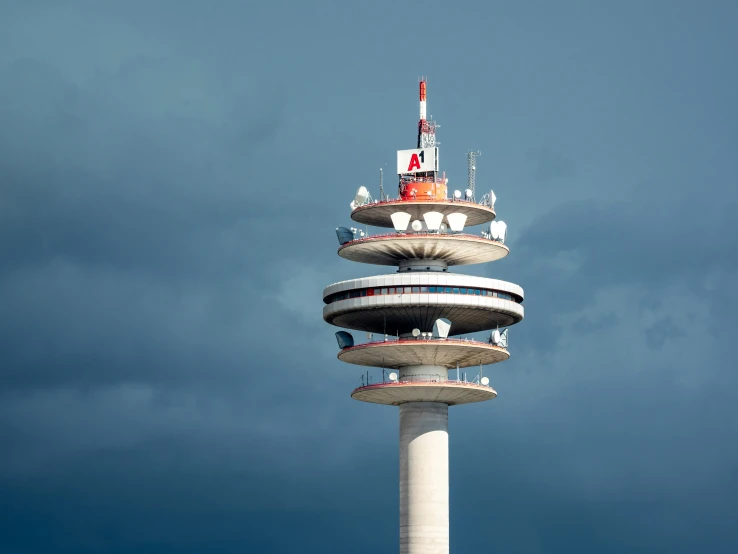 a tower that has a flag on it