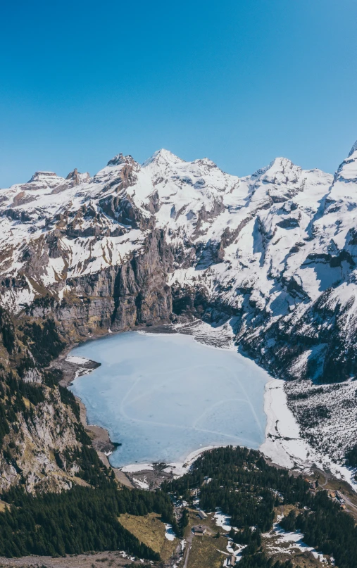 a large body of water surrounded by mountains