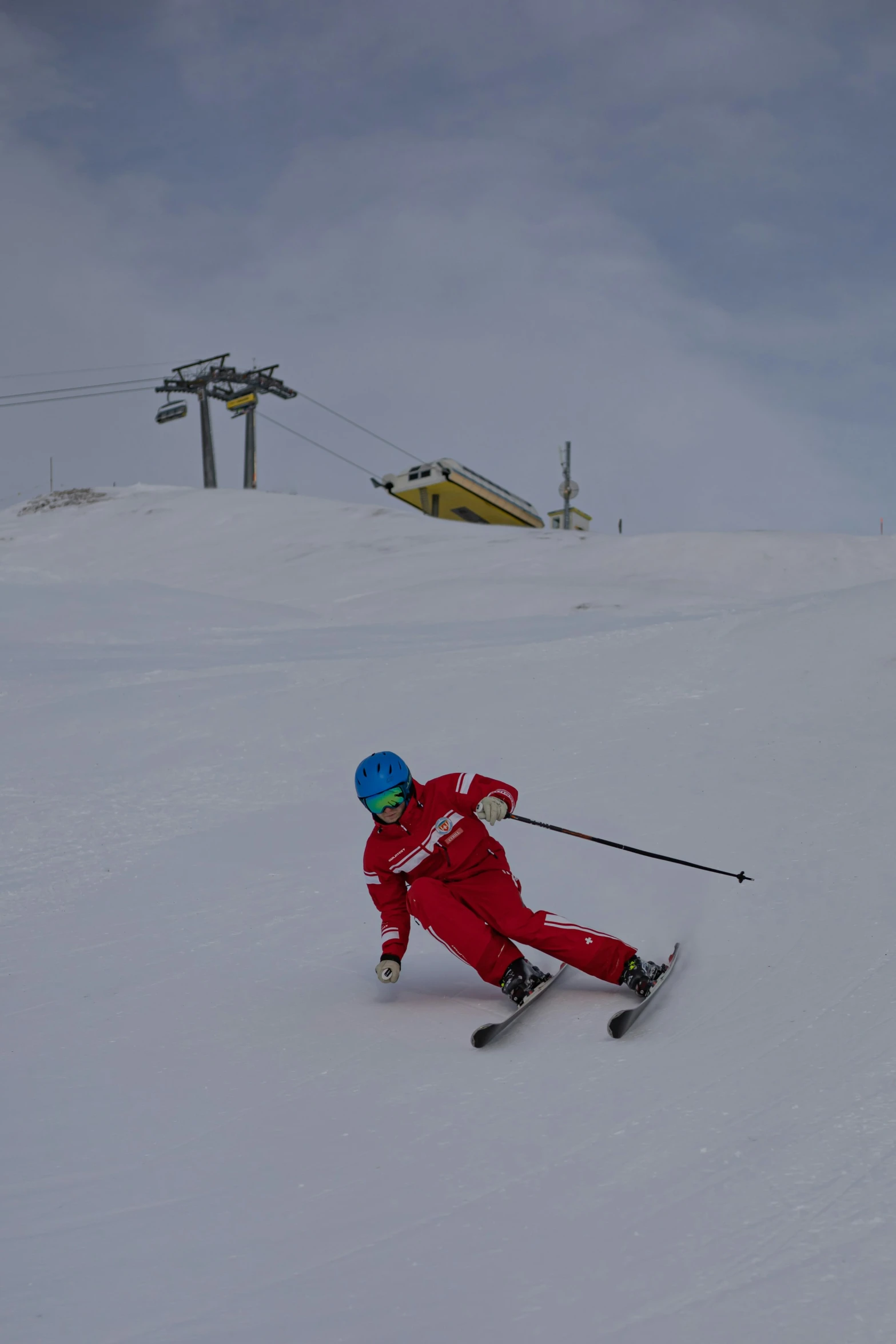 a person on skis is going down the hill