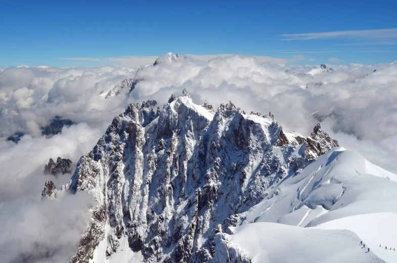 a po taken from the air of a mountain covered in snow