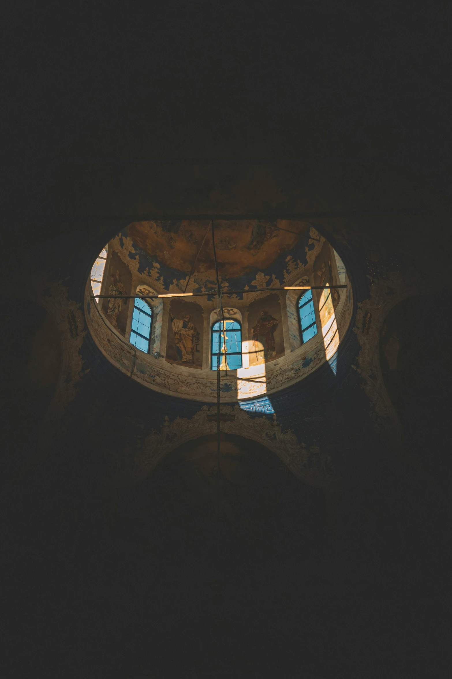 a large cathedral with two windows in the center