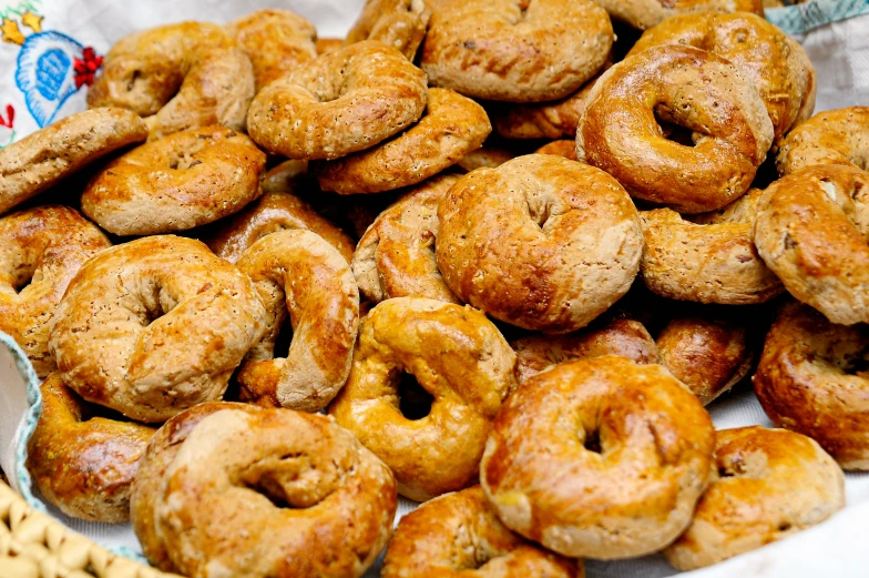 a basket of breadnuts sitting on a table