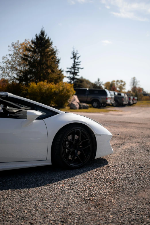 a sports car that is sitting out side