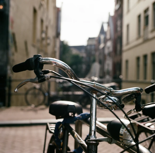 a picture of a bike parked in the street