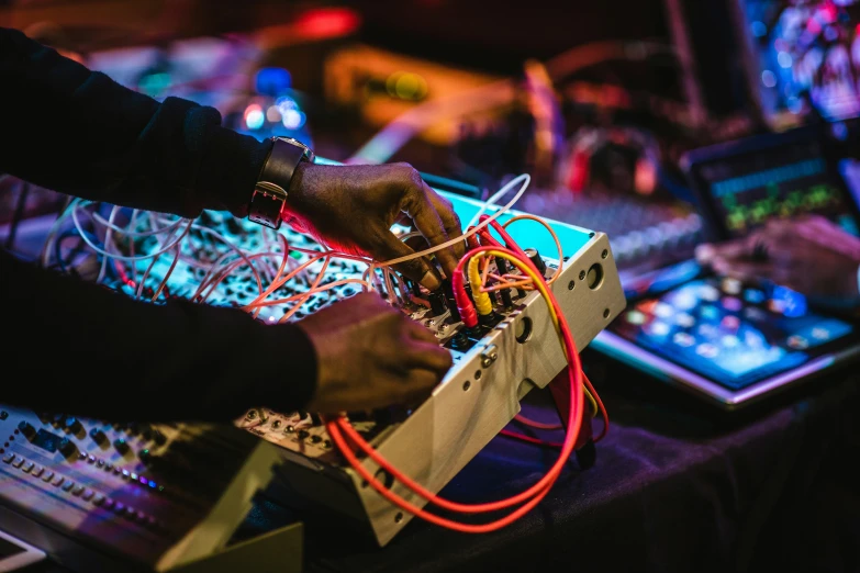 a person working on a machine that is being worked on