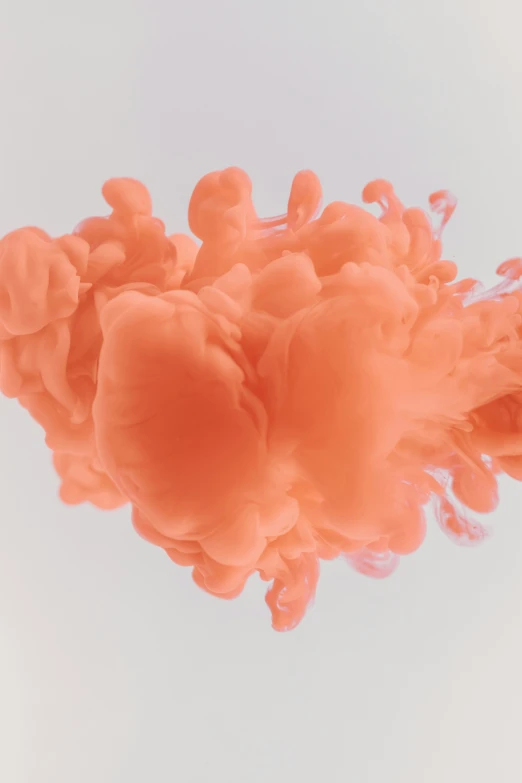 orange ink floating in the water with a white background