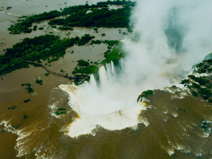 a bird's eye view of water shooting out of a small jet stream