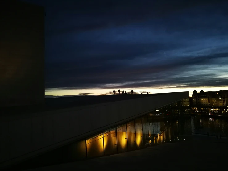 view from the roof of a building at dusk of dark clouds