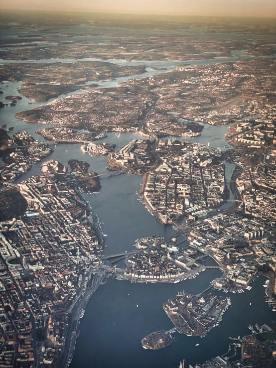 an aerial view of a city that looks very small