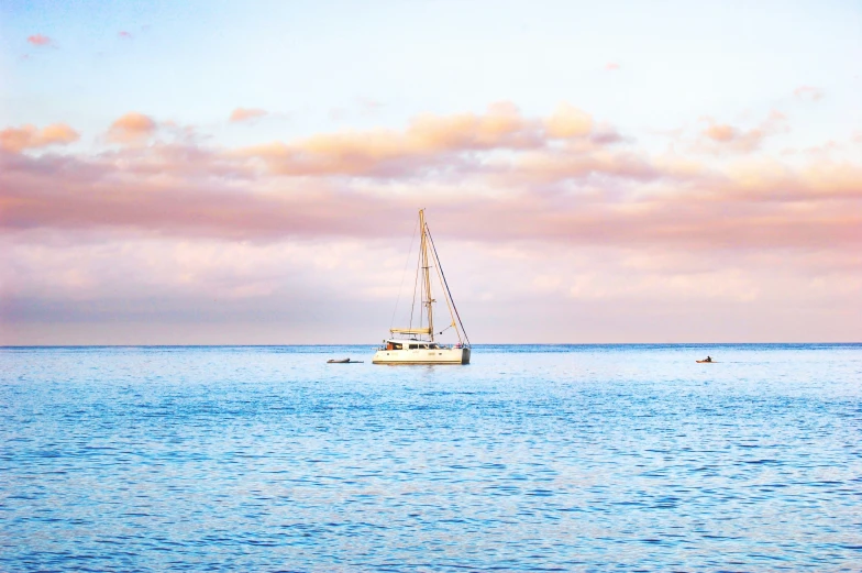 the sailboat is out on the open water