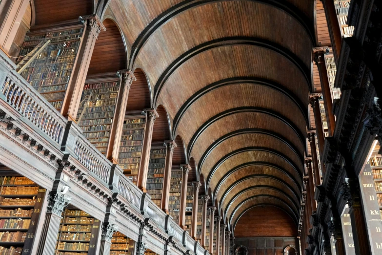 a long room filled with lots of books