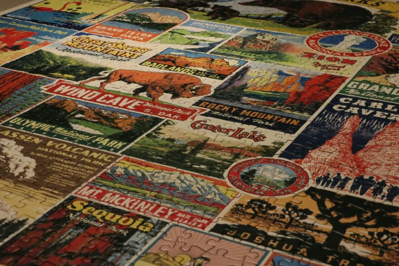 there are various pictures on this floor covering