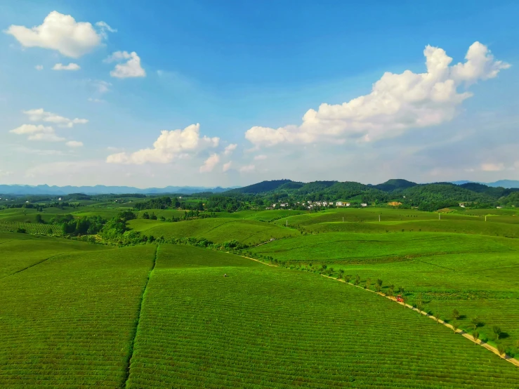 a view from a bird's eye, of a rural landscape