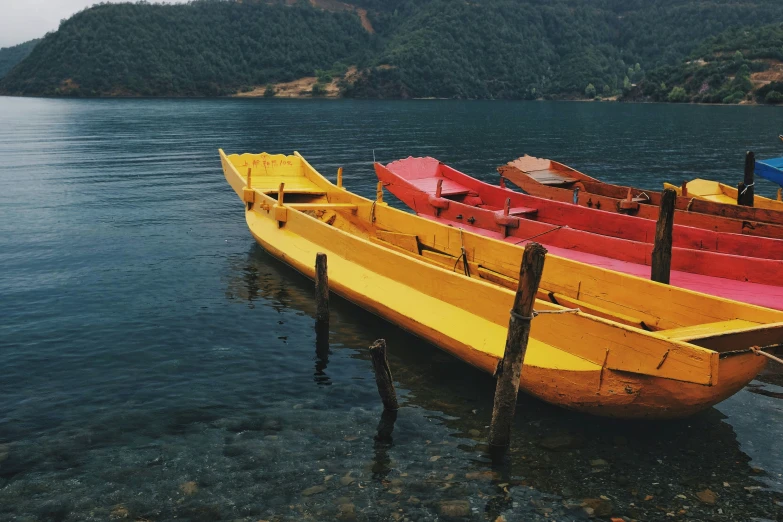 boats are floating on the surface in the water