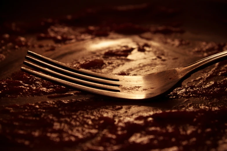 a fork is sitting on the plate in the bowl