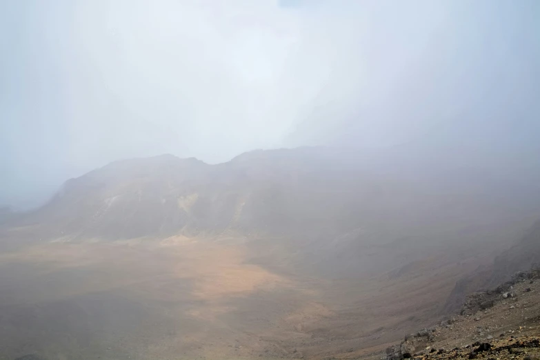 a sheep in the middle of a mountain range