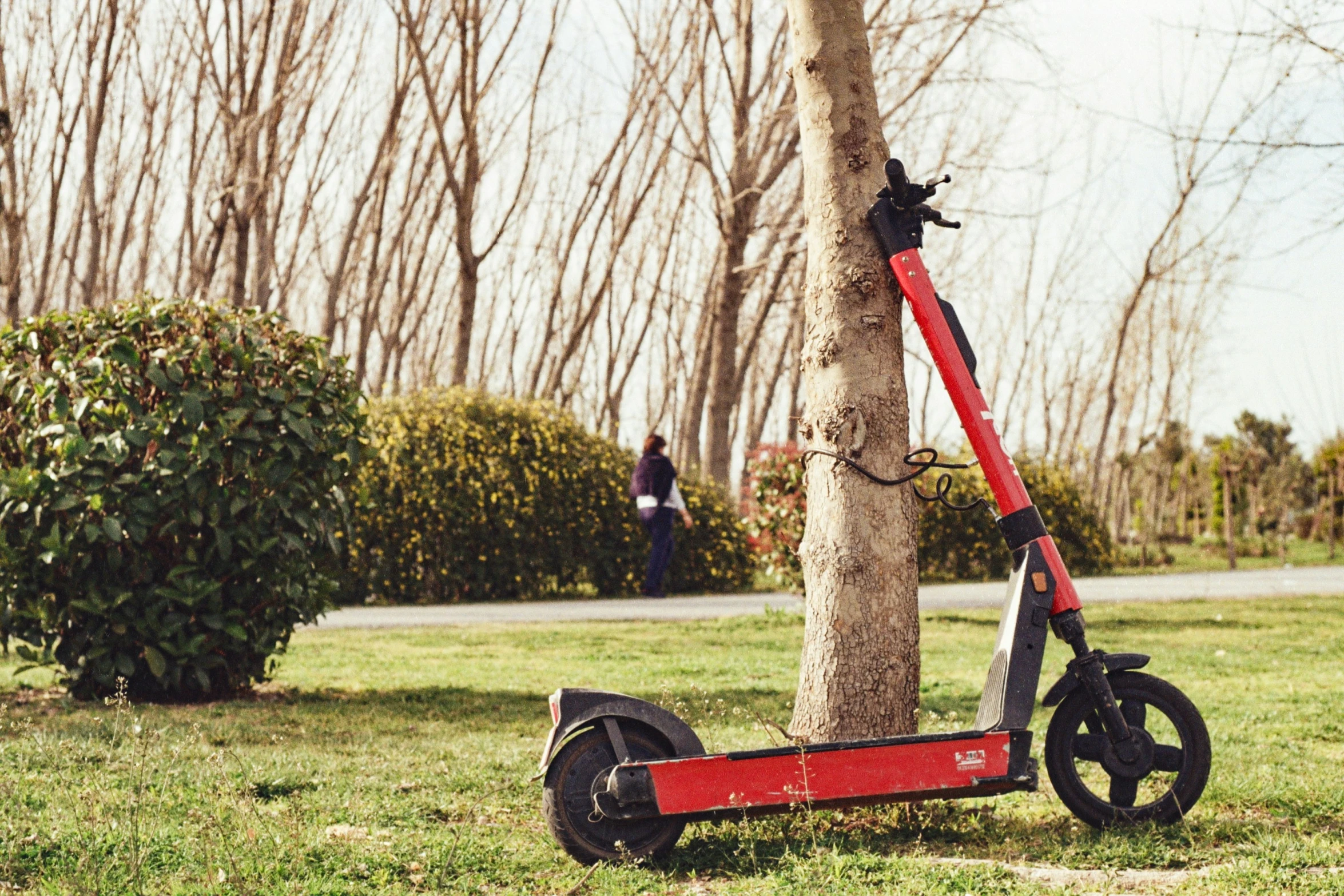 an electric scooter in the middle of a park