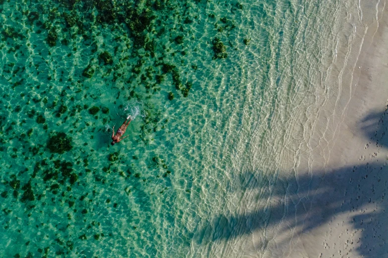 a boat floats along the ocean near a beach