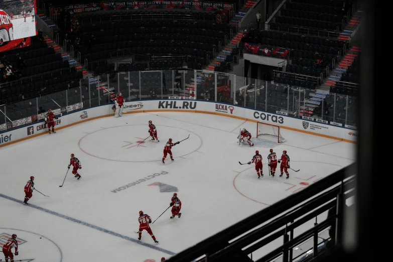 a hockey match is taking place on the ice