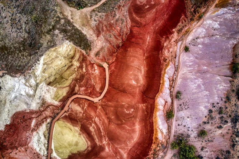 the colorful rocks are red, white and green
