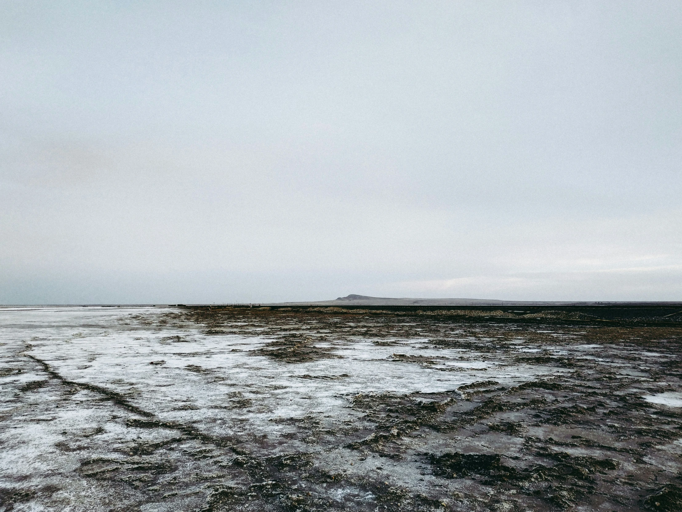 a field of salt on a snowy day