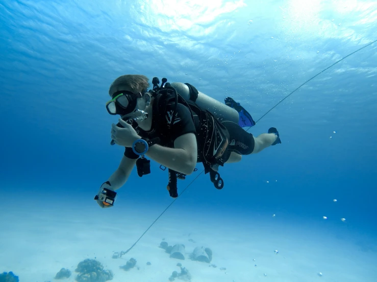 a man with a helmet on in the water