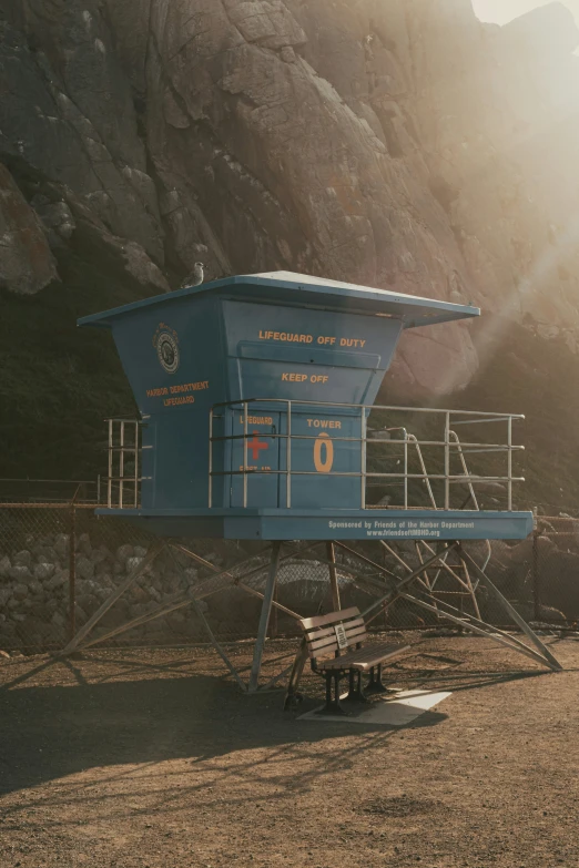 a lifeguard hut in the middle of nowhere