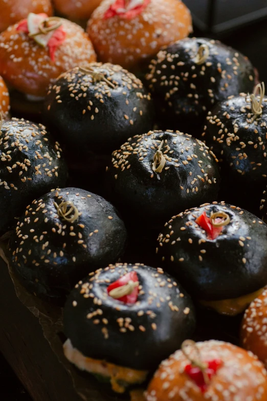 a table full of different types of donuts