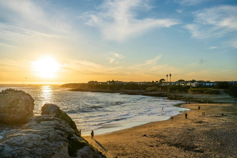 a sunset over the ocean from an ocean shore