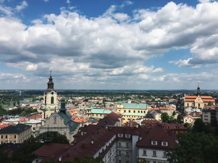 a city with tall buildings and sky in the background