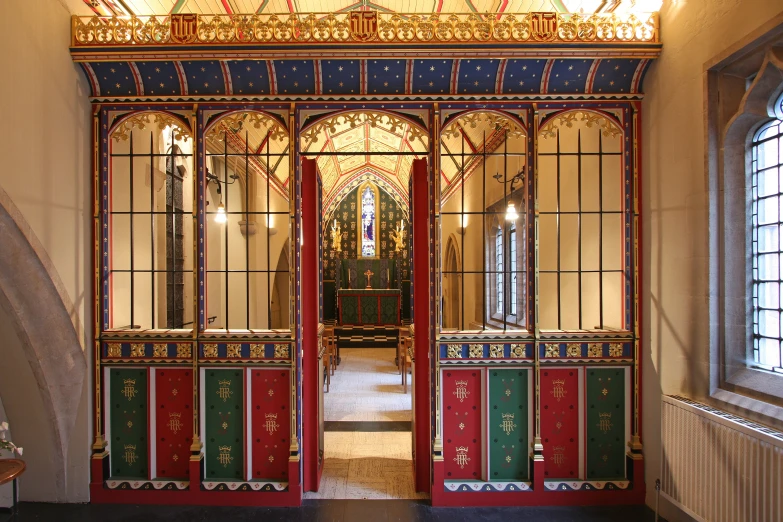 doorways are decorated with metal and glass at the end