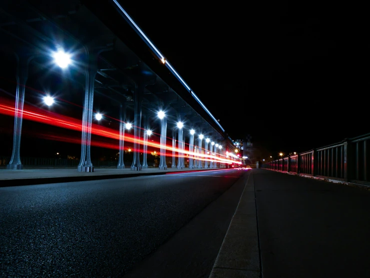 this is an image of an empty street at night