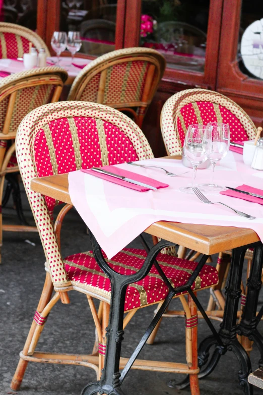 tables and chairs set up outside for lunch