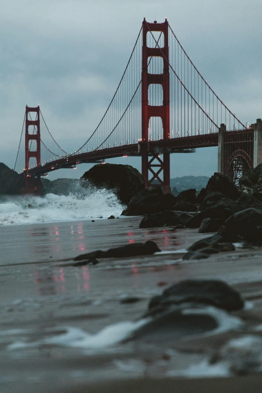 the golden gate bridge with a bunch of water around it