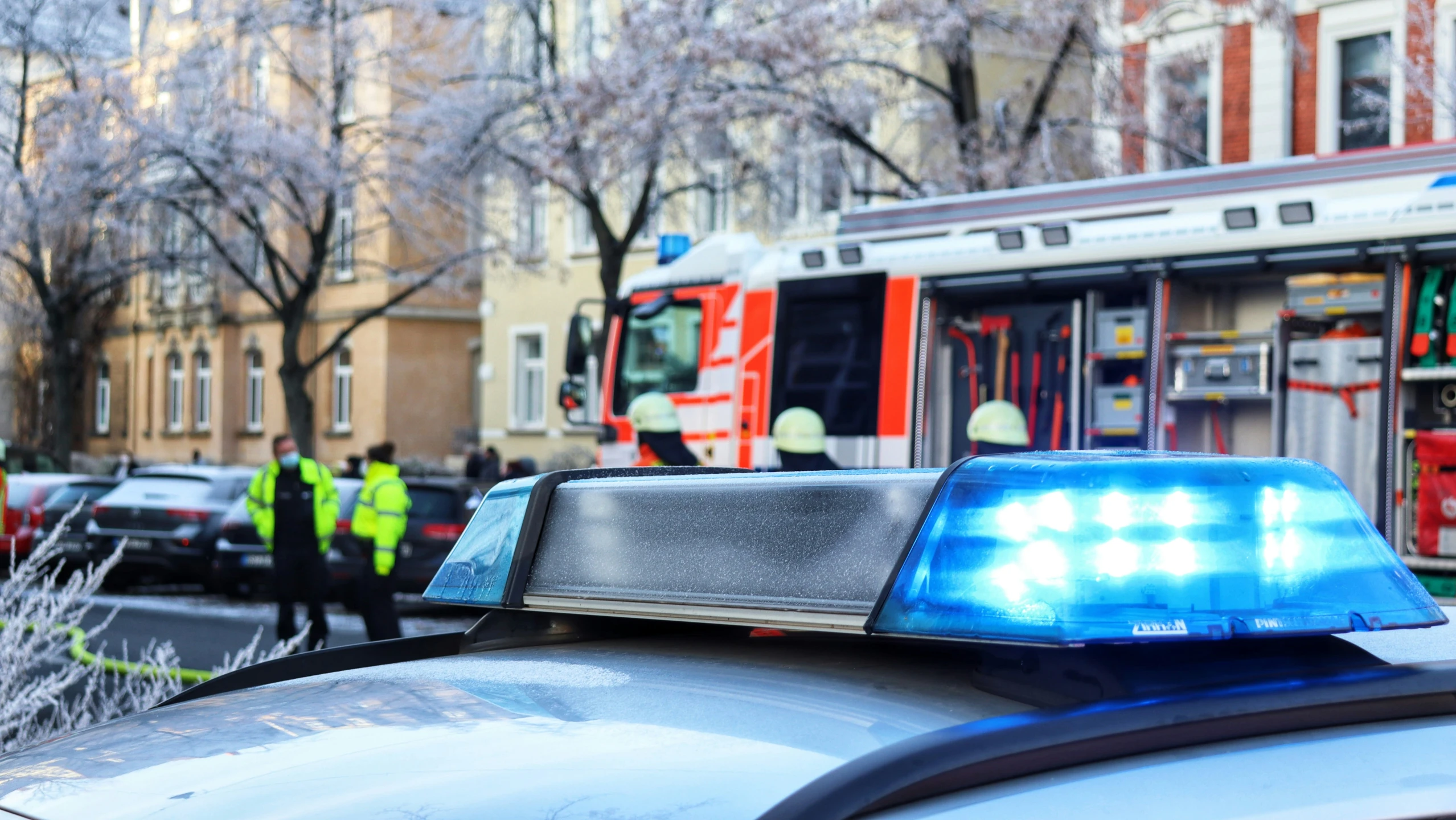 a police car with two lights on top of it