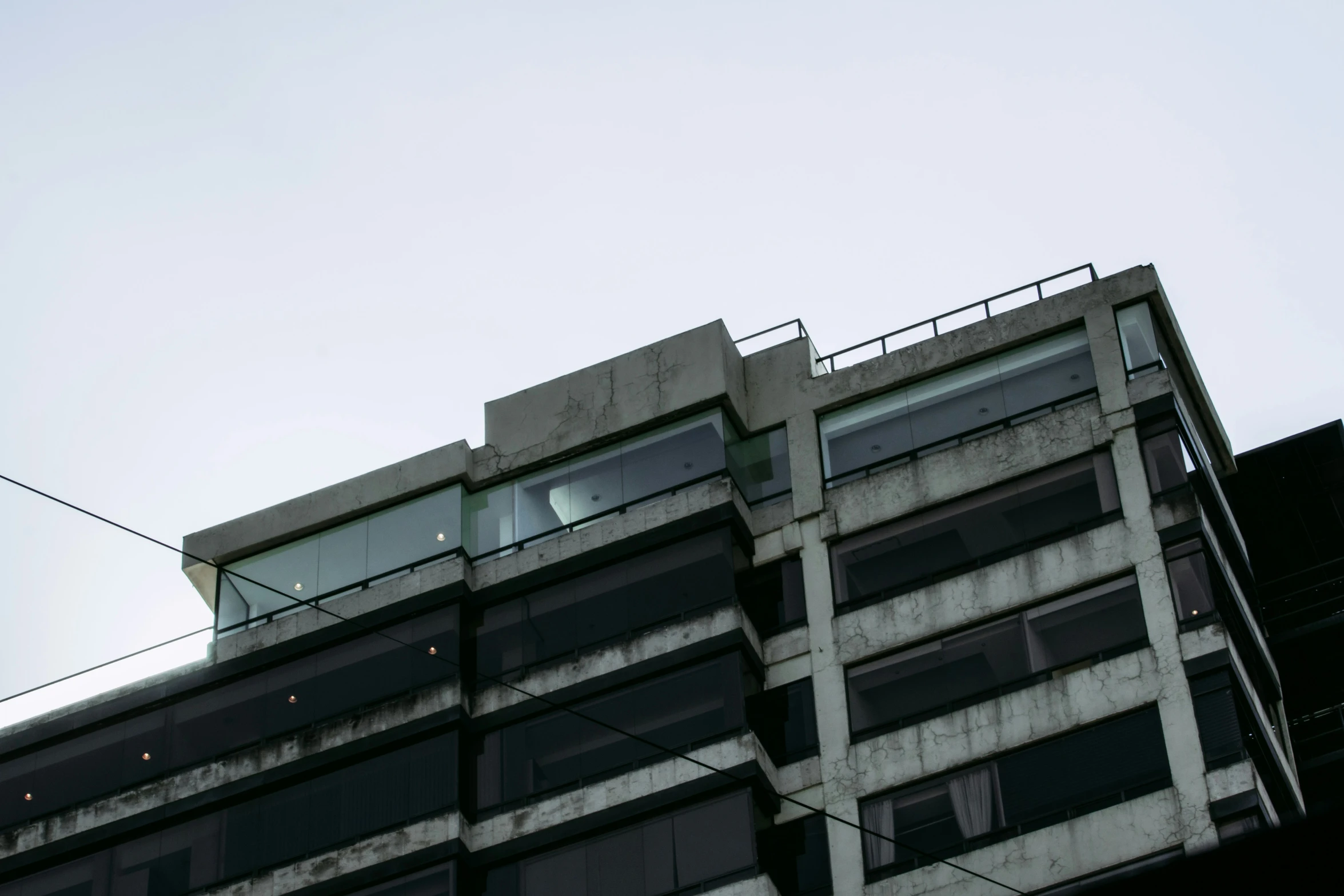 an outdoor view of the top of a building