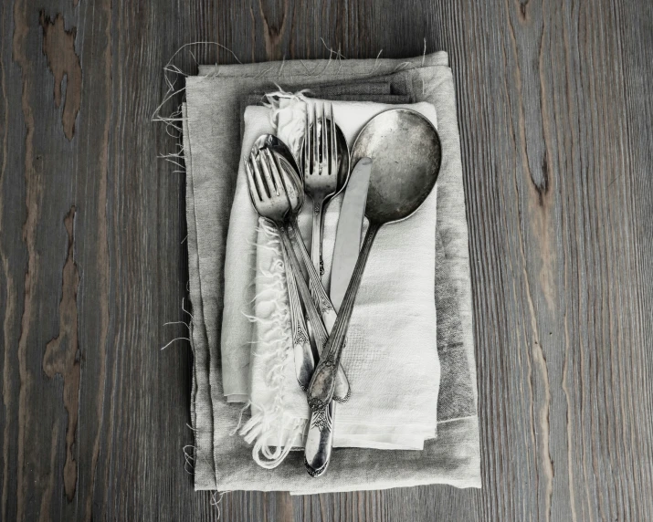 napkin with utensils laid out on it