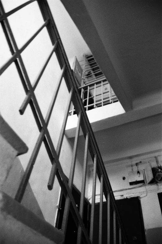 a fire escape ladder hanging from the ceiling