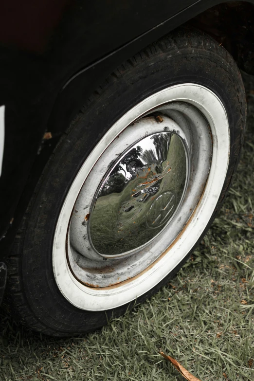 the front tire of an automobile that is parked