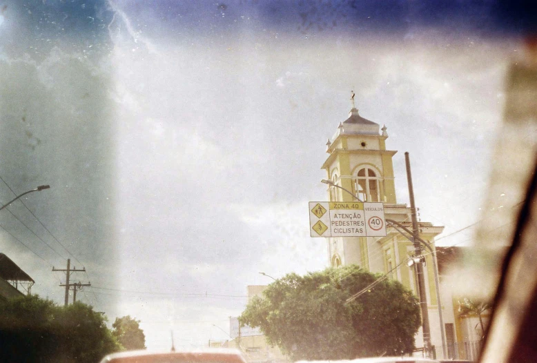 a car moving along a road in a foreign country