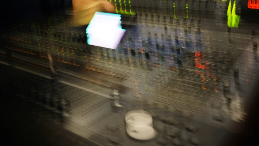 an electronic equipment work area displayed in blurry image