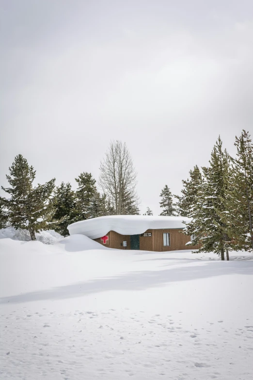 a ski resort in the snow and covered with snow