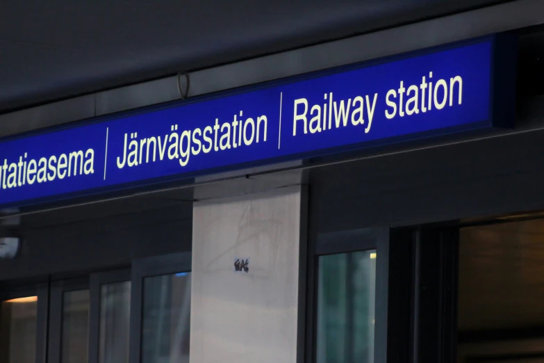 the sign says, train station jamiastation railway station